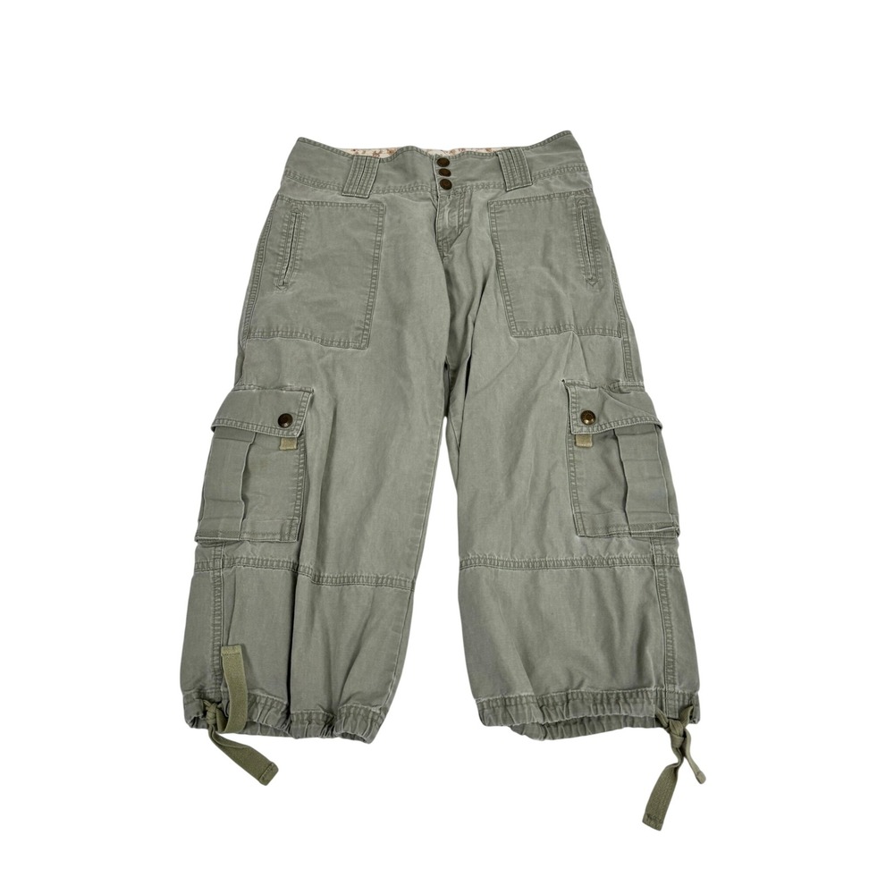 Vintage Y2K Abercrombie Low Rise Cropped Cargo Pants Olive Green Gorpcore Size 6